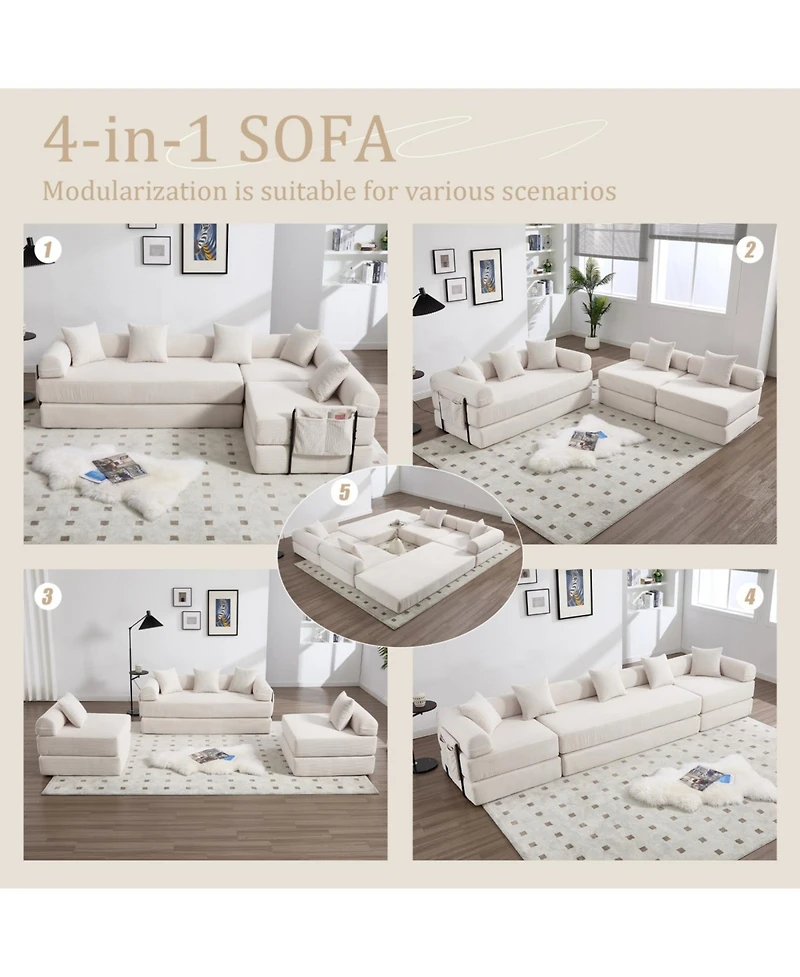 Streamdale FurnitureConvertible Folding Sofa Bed with Pillow Back Handrail and Memory Foam Mattress