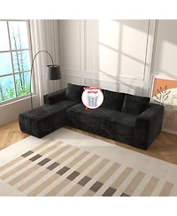 Streamdale Furniture Cloud Sectional Couch, L-Shape Chaise, Modern Modular Sofa, Black (Plush Corduroy