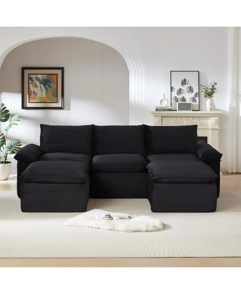 Streamdale Modern corduroy cloud sofa, comfortable & combinable for living rooms.