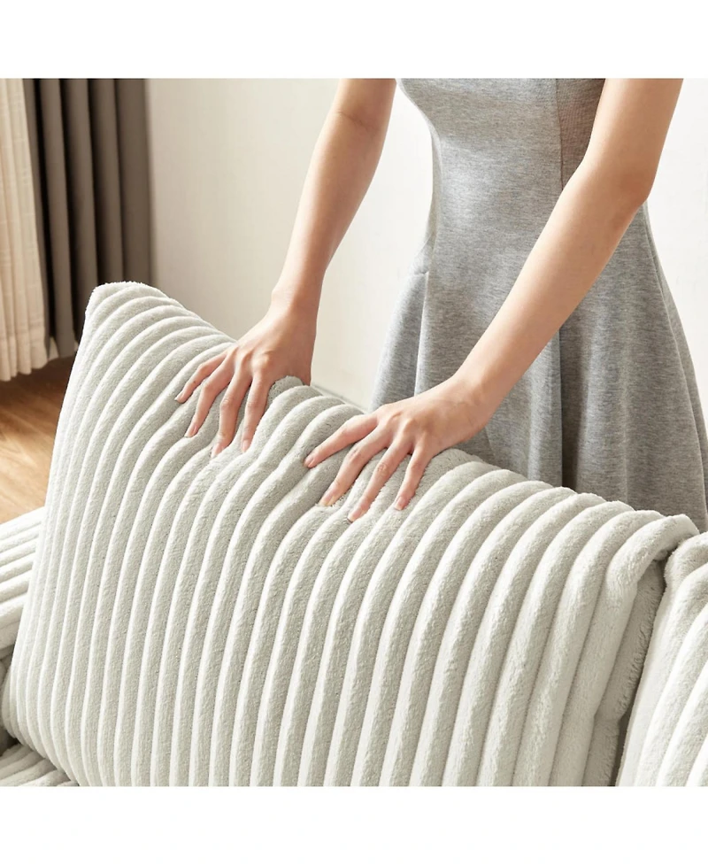 Streamdale 71" Sofa Plush Corduroy Square Storage Armrest Usb port