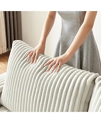 Streamdale 71" Sofa Plush Corduroy Square Storage Armrest Usb port