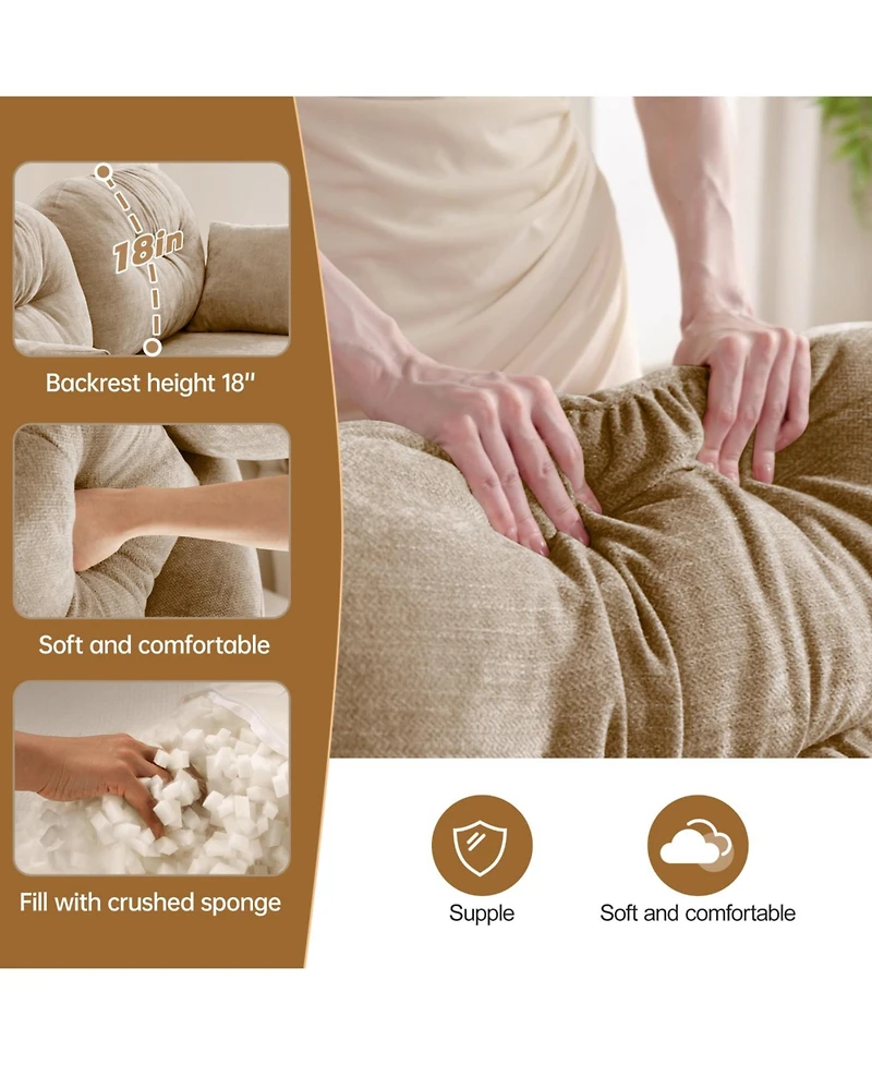 Streamdale Furniture Modular Sectional U Shaped Couch with Ottoman, Soft Chenille Fabric, Camel