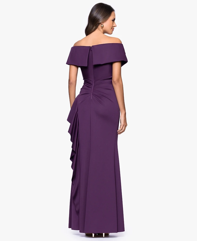Xscape Petite Off-The-Shoulder Ruffle Detail Gown