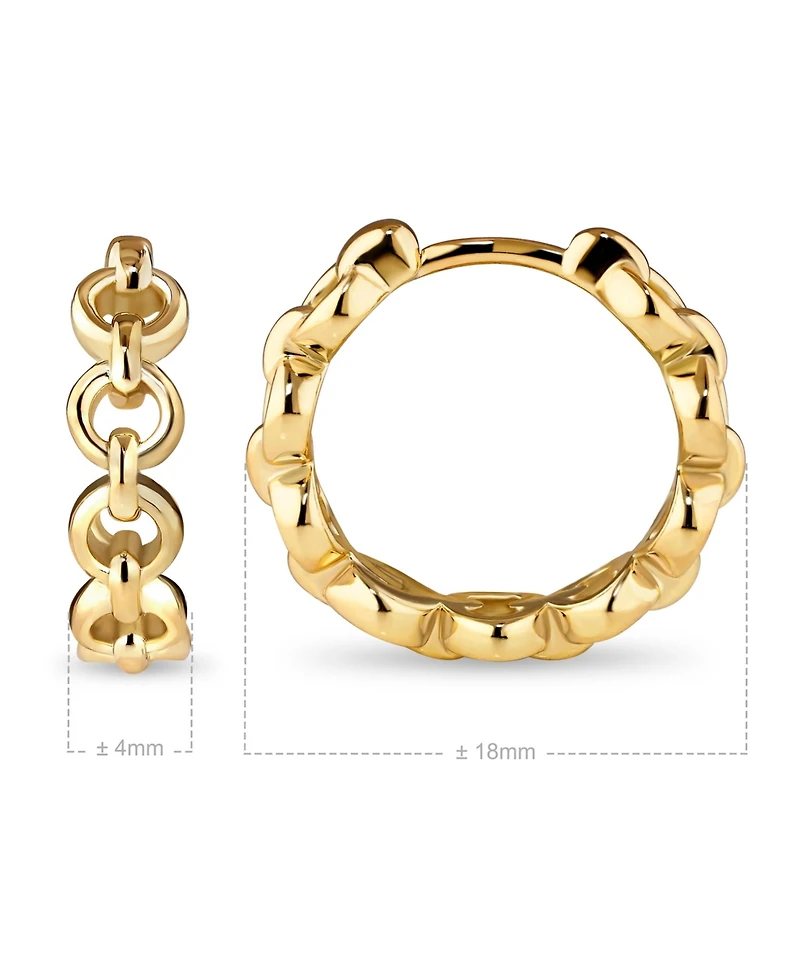Devata Cable Link Hoop Earrings in Gold Plated Sterling Silver
