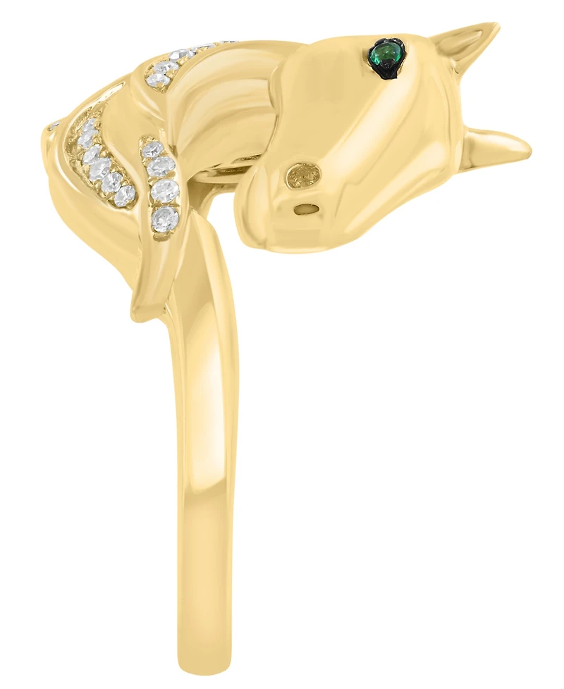 Effy Collection Diamond (1/8 ct. t.w.) and Tsavorite Accent in 14k Yellow Gold