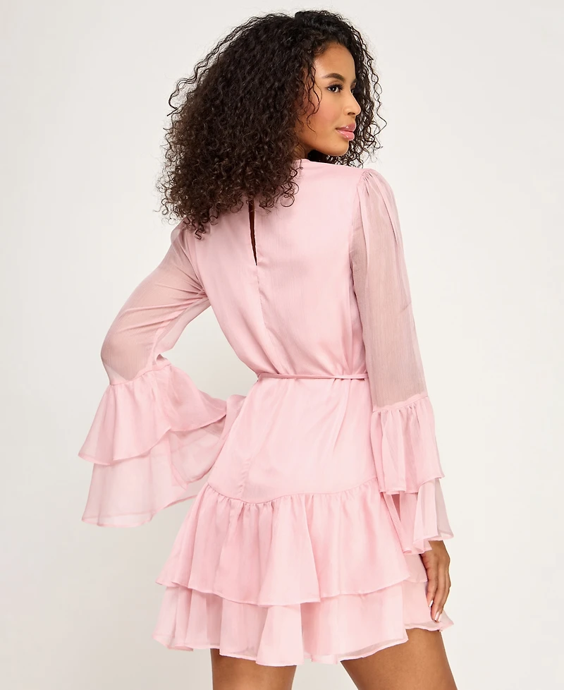 Seni & Cade Juniors' Crewneck Layered Ruffle Mini Dress