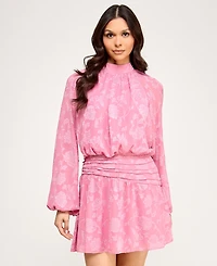 Seni & Cade Juniors' Pleated Mock Neck Dress