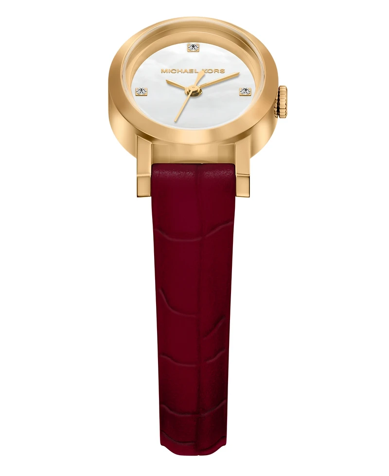 Michael Kors Women's Maude Three-Hand Red Leather Watch and Bracelet Set, 21mm
