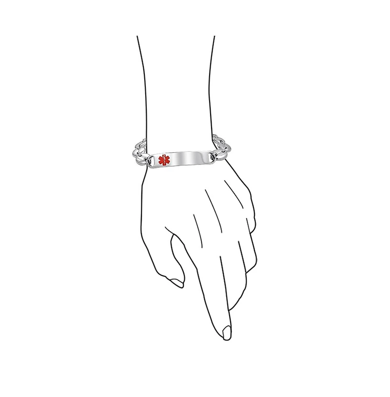 Bling Jewelry Set of 2 Medical Id Tag Bracelet Mariner Chain Stainless Steel 7 Inch