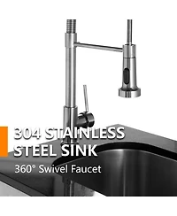 Mondawe 43" 6-Burner Gas Grill Outdoor Kitchen with Rotisserie, Granite & Storage