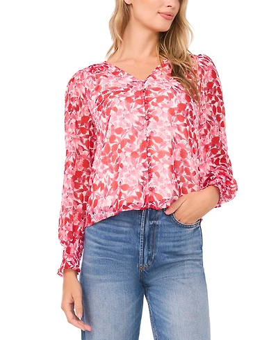 Sam & Jess Petite Button-Front V-Neck Blouse
