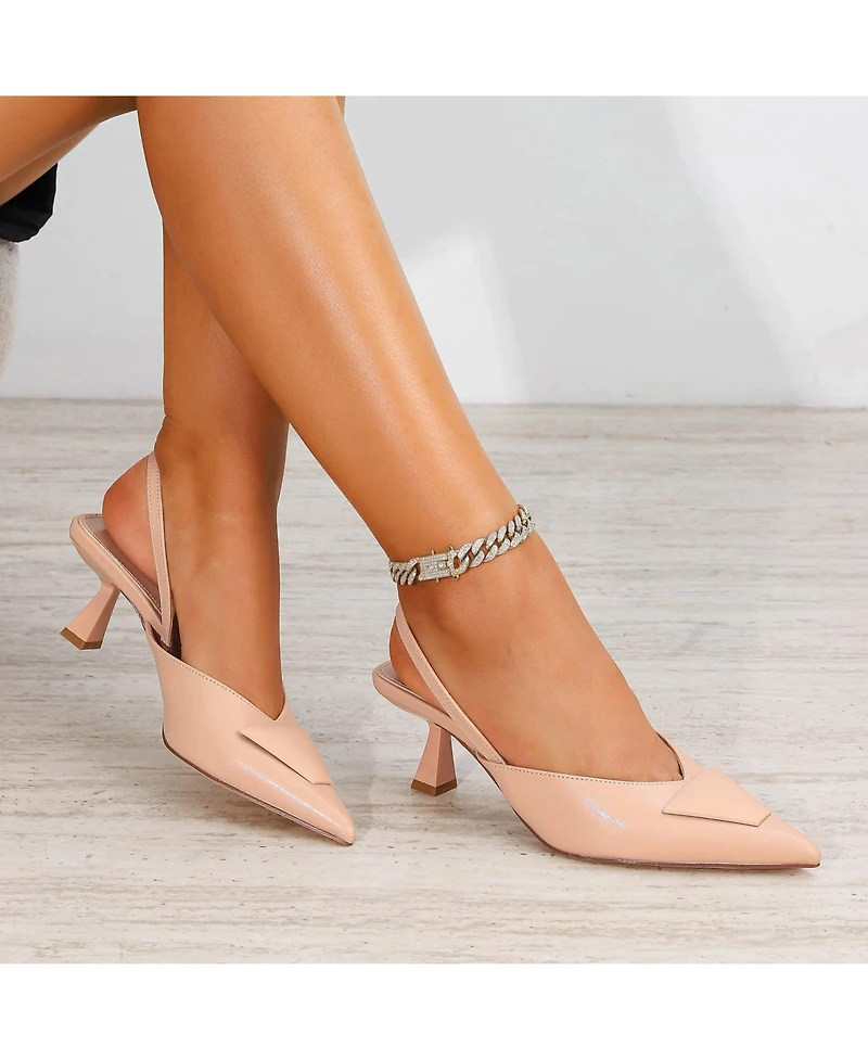 Berness Corless Slingback Pumps with Trapezoid Detail