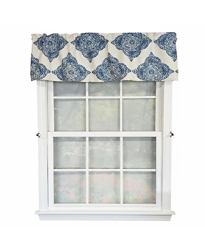 Rlf Home 100% Cotton High Quality Lazaro Tailored Window Valance with 1.5" Rod Pocket 50" W X 12" L Blue