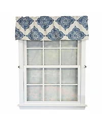 Rlf Home 100% Cotton High Quality Lazaro Tailored Window Valance with 1.5" Rod Pocket 50" W X 12" L Blue