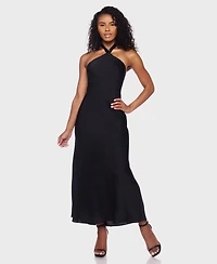 B Darlin Juniors' Solid Halter Neck Back Tie Midi Dress
