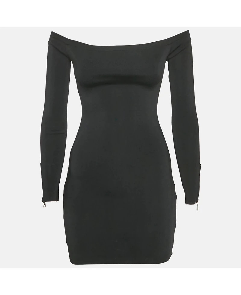 Pre-Owned Balmain Women's Black Rib Knit Mini Bodycon Dress