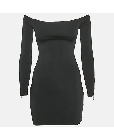 Pre-Owned Balmain Women's Black Rib Knit Mini Bodycon Dress