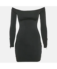 Pre-Owned Balmain Women's Black Rib Knit Mini Bodycon Dress
