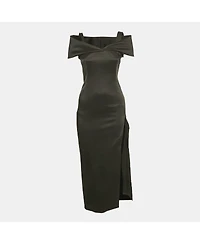 Pre-Owned Off-White Women's Satin Cold Shoulder Midi Dress
