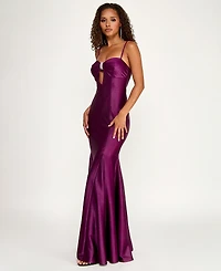 City Studios Juniors' Glitter Long Pleated Mermaid Gown