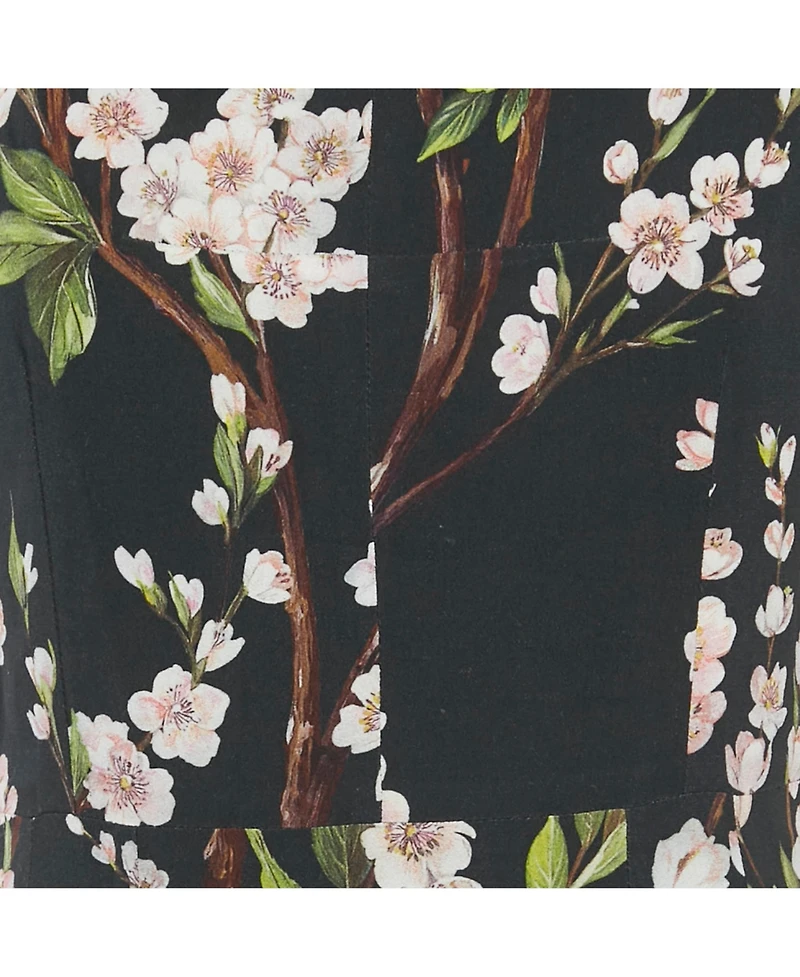 Pre-Owned Dolce & Gabbana Women's Black Floral Print Crepe Knee-Length Dress