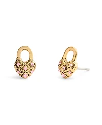 Coach Faux Stone Charming Charms Signature Heart Padlock Stud Earrings