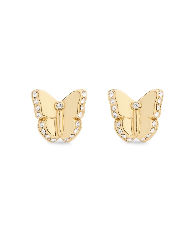 Coach Faux Stone Pave Icons Butterfly Stud Earrings