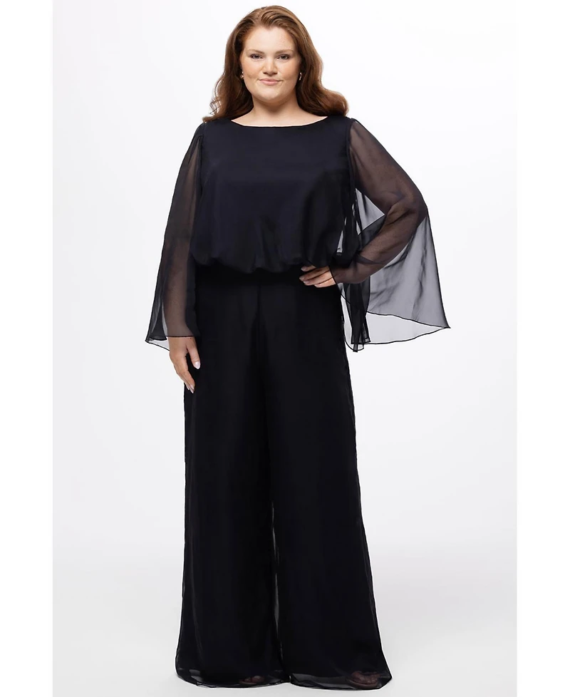 Celebrations by Sydney's Closet Women's Scoop Neck Wide Leg Jumpsuit with Sleeves