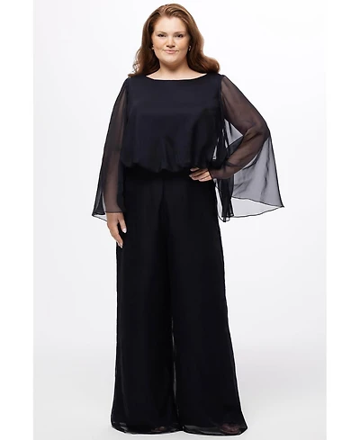 Celebrations by Sydney's Closet Women's Scoop Neck Wide Leg Jumpsuit with Sleeves