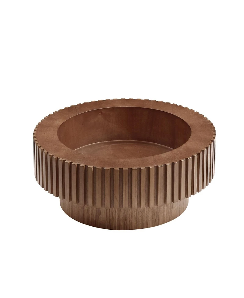 Streamdale 31.49" Round Coffee Table with Storage, Modern Walnut Pedestal Table