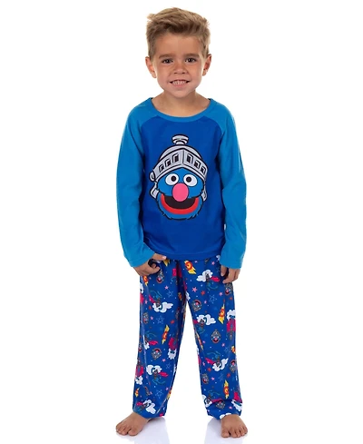 Sesame Street Toddler Boys Super Grover Character 2PC Long-Sleeve Sleep Shirt Pajama Pant Set Lounge