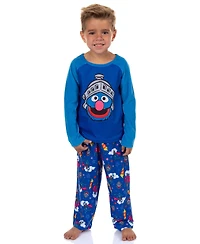 Sesame Street Toddler Boys Super Grover Character 2PC Long-Sleeve Sleep Shirt Pajama Pant Set Lounge