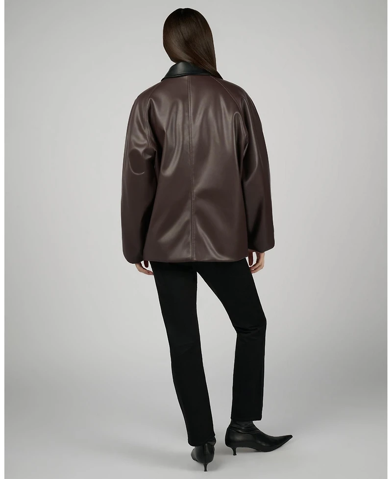 WeWoreWhat Women's Cocoon Leather Jacket