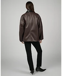 WeWoreWhat Women's Cocoon Leather Jacket