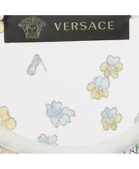 Pre-Owned Versace Women's White Floral Print Mesh And Knit Flared Midi Dress