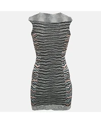 Pre-Owned Missoni Women's Black Zig Zag Stretch Knit Mini Bodycon Dress