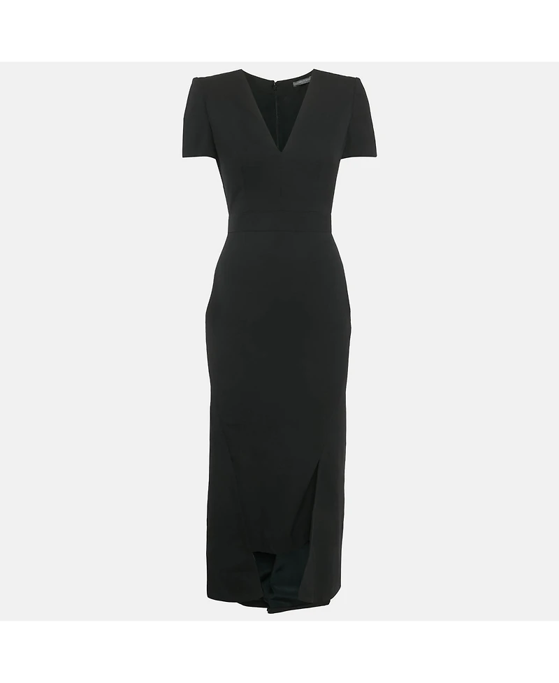 Pre-Owned Alexander Mcqueen Women's Black Crepe Midi Dress
