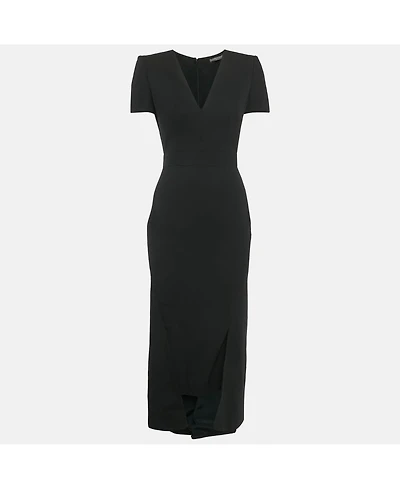 Pre-Owned Alexander Mcqueen Women's Black Crepe Midi Dress