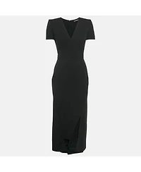 Pre-Owned Alexander Mcqueen Women's Black Crepe Midi Dress