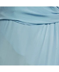 Pre-Owned Versace Women's Collection Blue Silk Drape Detail Maxi Dress