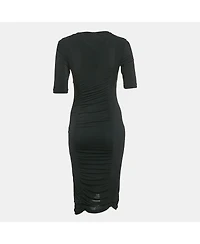 Pre-Owned Burberry Women's Black Jersey Ruched Bodycon Dress