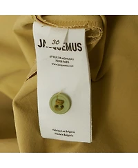 Pre-Owned Jacquemus Women's Green Cotton Blend Draped Le Raphia Shirt Dress