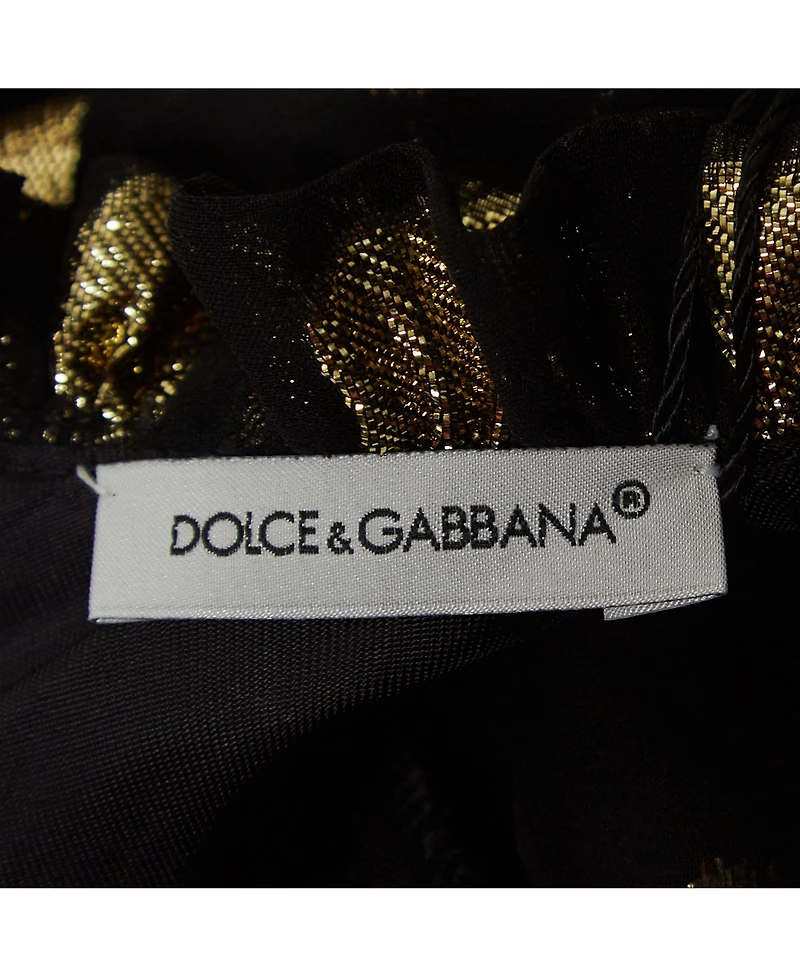Pre-Owned Dolce & Gabbana Women's Black/metallic Polka-Dot Chiffon Tiered