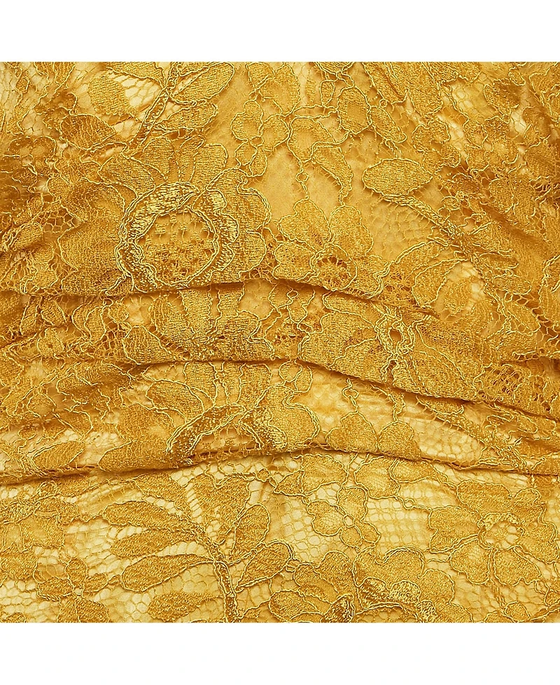 Pre-Owned Dolce & Gabbana Women's Yellow Lace Draped Strapless Mini Dress