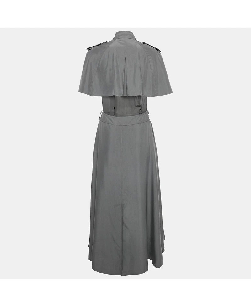 Pre-Owned Burberry Women's Grey Taffeta Silk Capelet Trench Dress