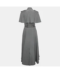 Pre-Owned Burberry Women's Grey Taffeta Silk Capelet Trench Dress