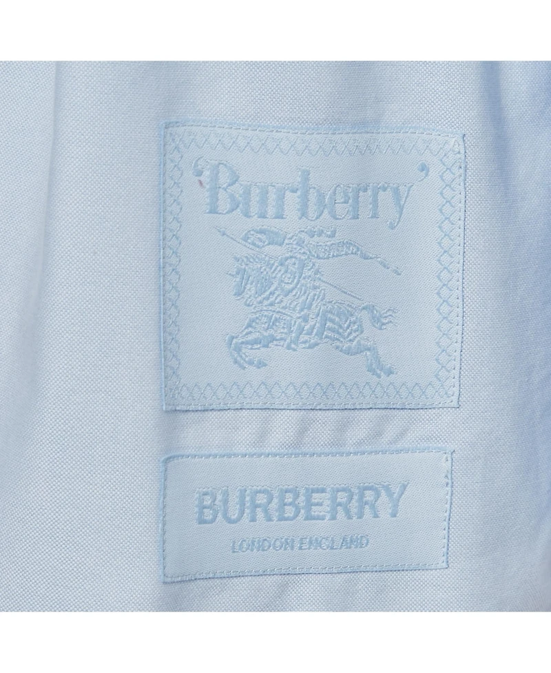Pre-Owned Burberry Women's Blue Cotton Belted Short Shirt Dress