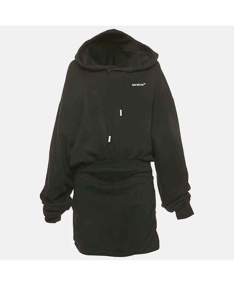 Pre-Owned Off-White Women's Black Cotton Knit Hooded Mini Dress