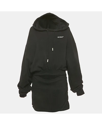 Pre-Owned Off-White Women's Black Cotton Knit Hooded Mini Dress