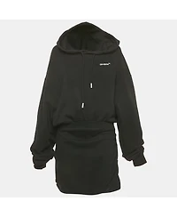 Pre-Owned Off-White Women's Black Cotton Knit Hooded Mini Dress